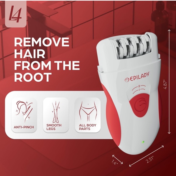 Epilady Rechargeable Epilator in Red and White - Picture 2 of 6